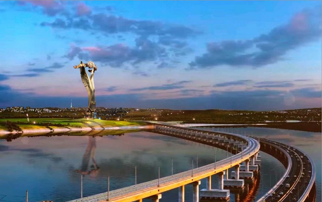 На съезде с Керченского моста поставят гигантские крылья без головы
