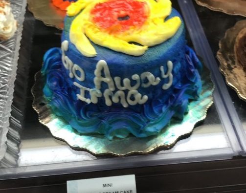 «Ирма», уходи прочь – надпись на торте
